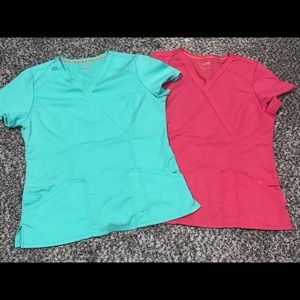 Code Happy scrub tops